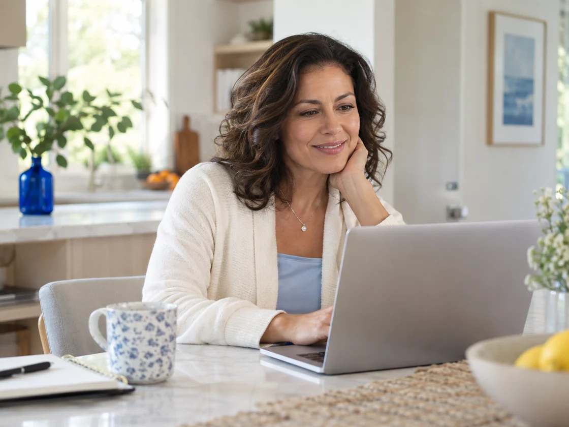 Illustrative adult connecting with virtual care at home